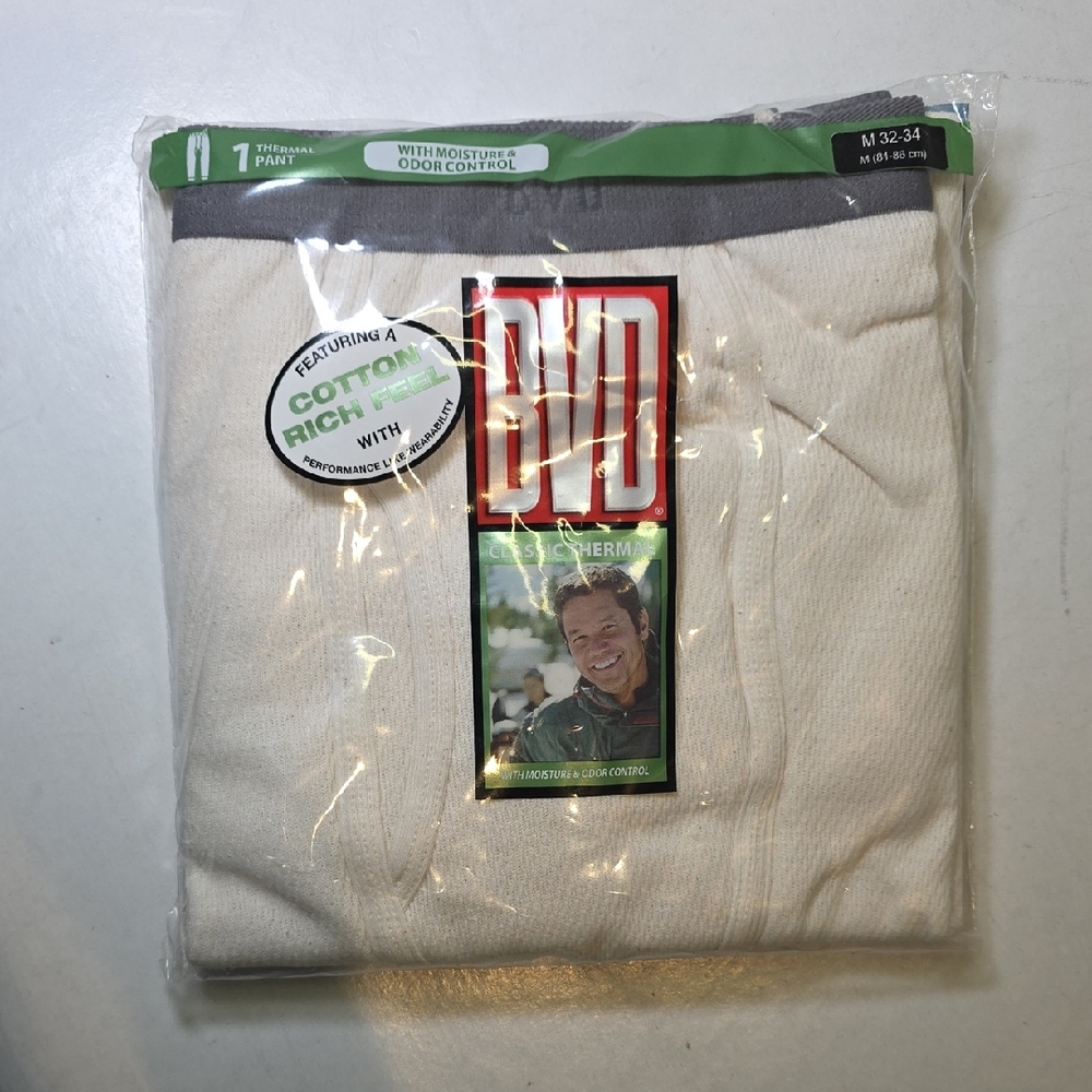 BVD Men's Cream Cotton‎ Underwear with Gray Trim Size M 32-34 (81-86cm)